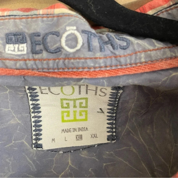 Ecoths men’s orange plaid button up shirt short sleeve - Picture 8 of 8